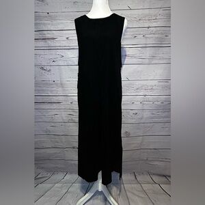 Vintage Erika Studio Black Velvet Sleeveless Jumper Dress Size Small